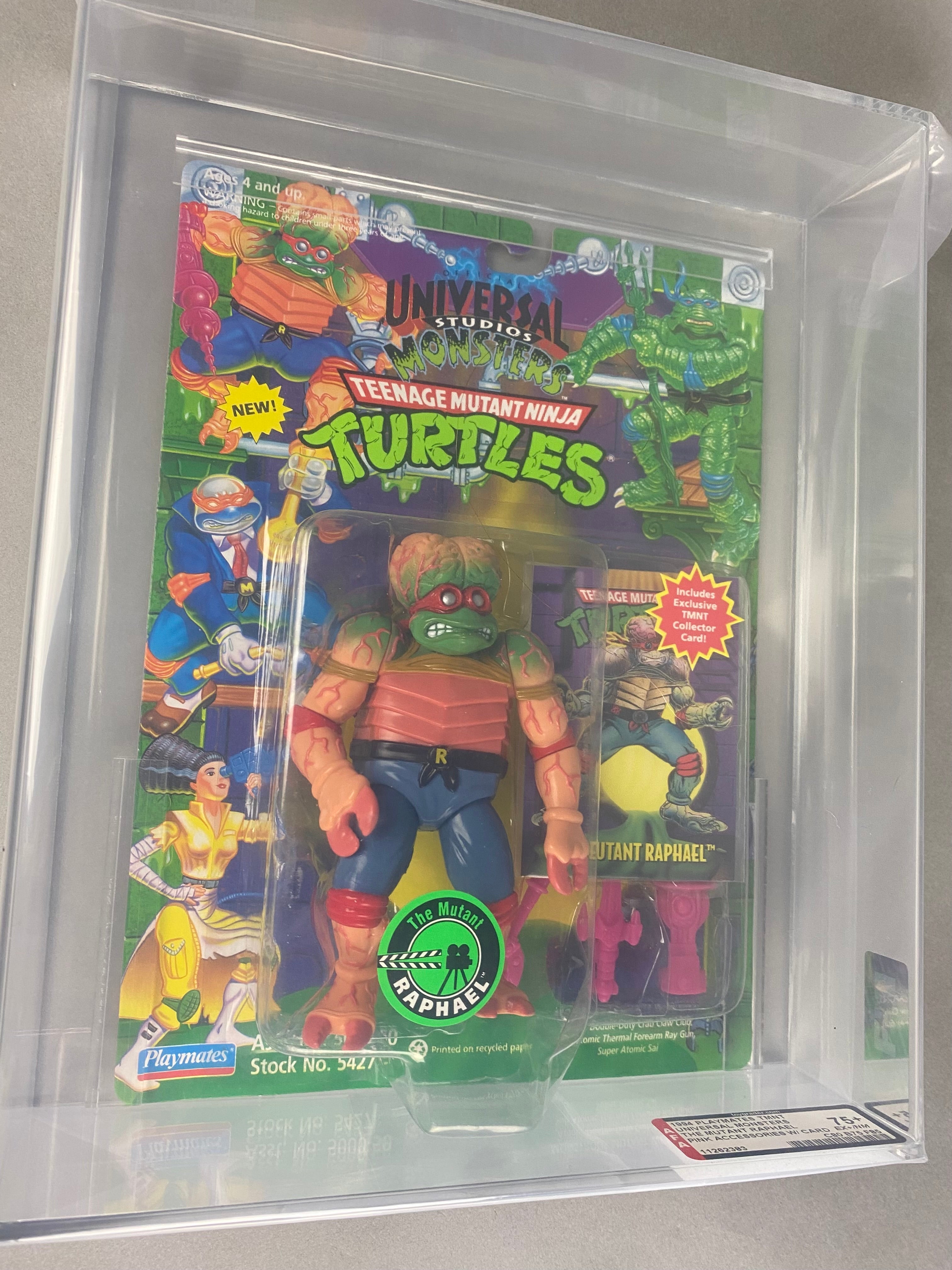 Teenage Mutant Ninja Turtles Raphael as The Mutant Universal Studios Monsters boxed figure AFA graded 75+. Front photo.